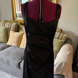 BOSTON PROPER Little Black Dress sleeveless scoop neck ruched Size 16